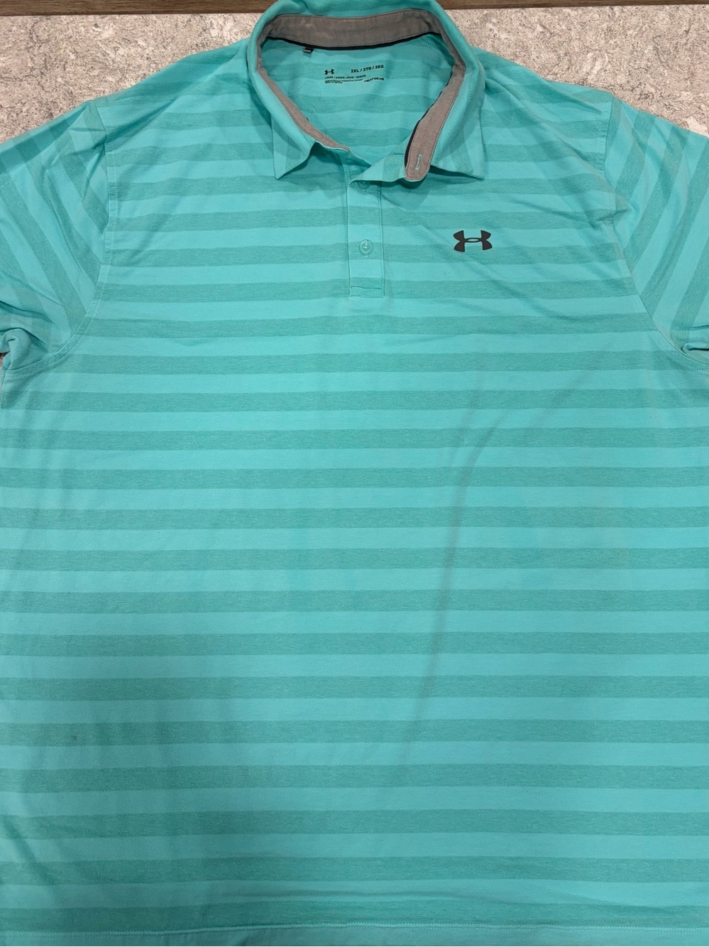 Under Armour Men's Heat Gear Loose Mint Green Striped Polo-XXL